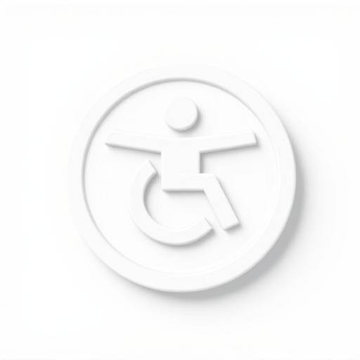 Accessibility icon, a figure enclosed in a circle with arms outstretched, symbolising inclusivity and accessibility